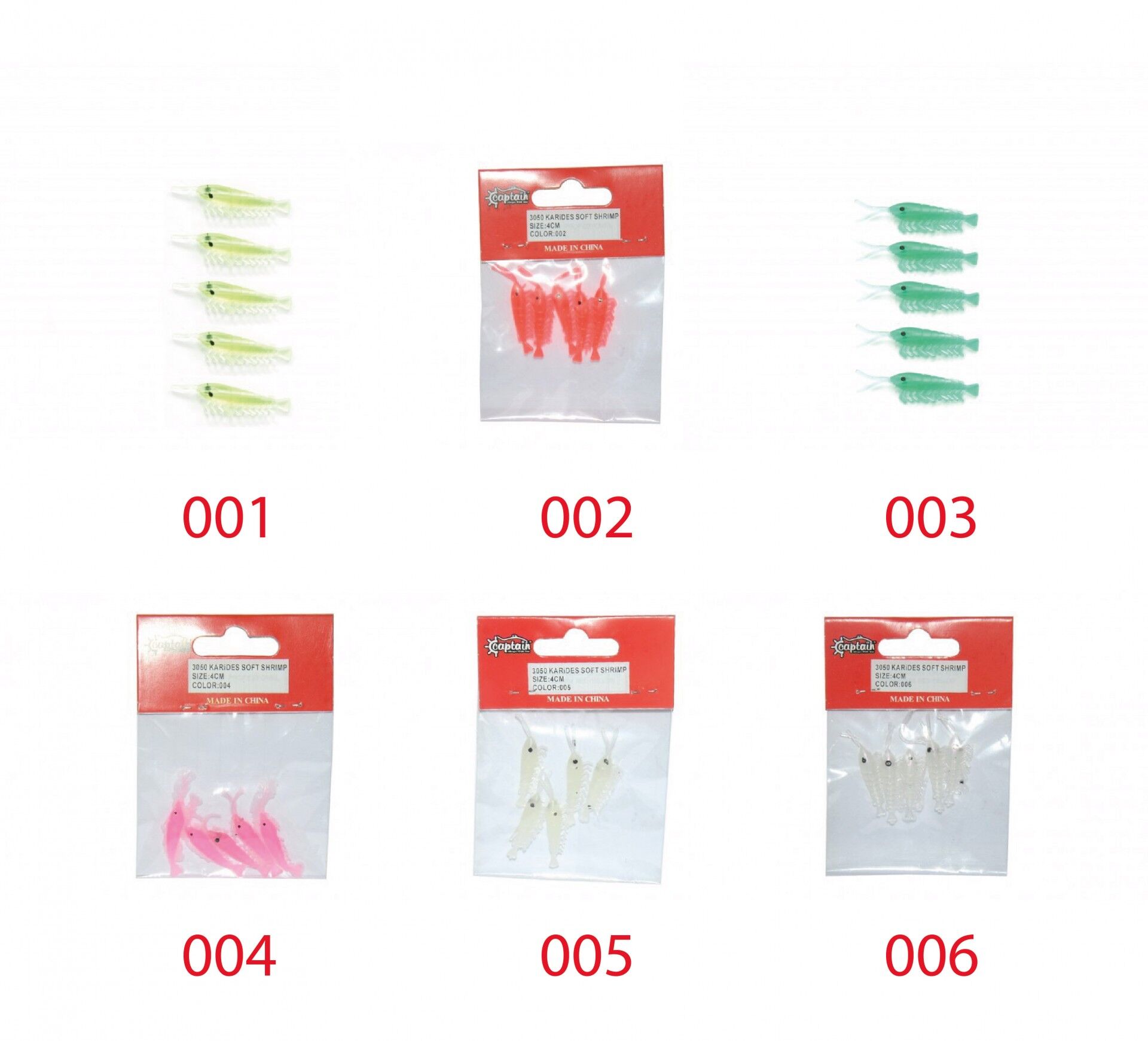 Captain  Silikon Karides 4cm Suni Yem 5'li Paket