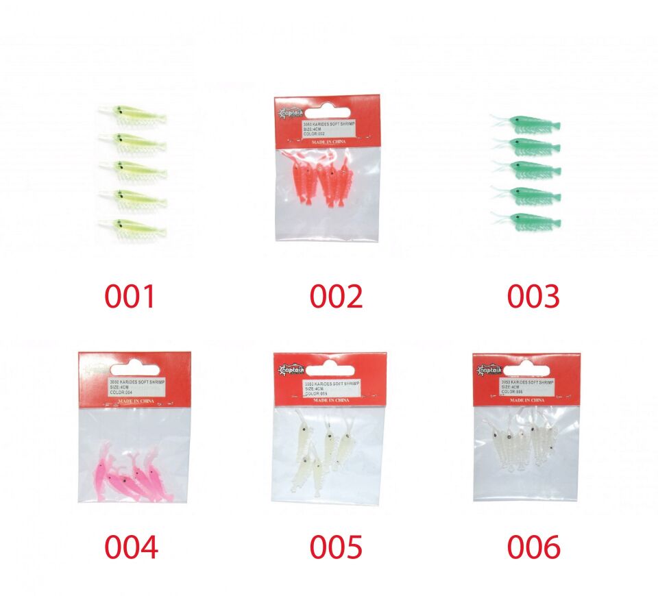 Captain  Silikon Karides 4cm Suni Yem 5'li Paket