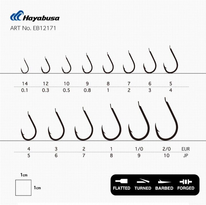Hayabusa HCHN 121 Kısa Pala Dövme Olta İğnesi 15'li Paket Black Nikel