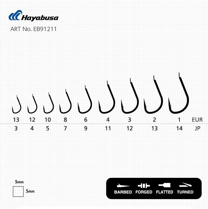 Hayabusa HIZU 912 Kısa Pala Dövme Olta İğnesi 15'li Paket Nikel